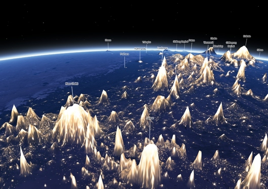 Earth At Night, Mountains Of Light